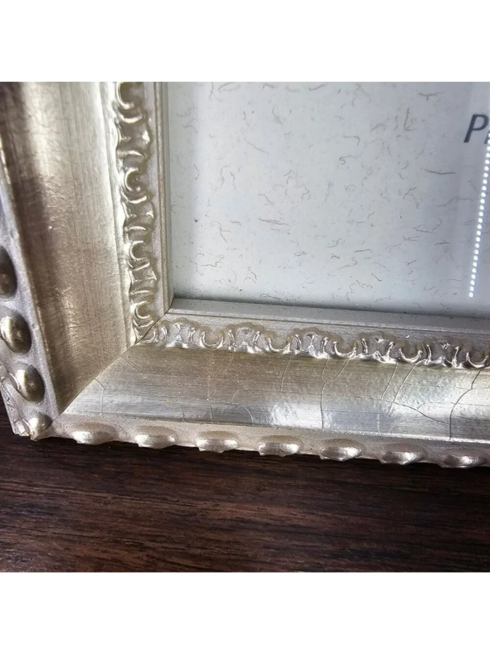 Burnes Silver 5x7 Ornate Photo Frame With Beaded Design And Easel Back